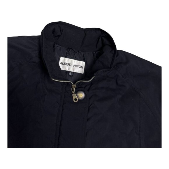 ALBERT NIPON Vintage 90s Luxury Designer Black Quilted Winter Coat Womens Large - Picture 2 of 6